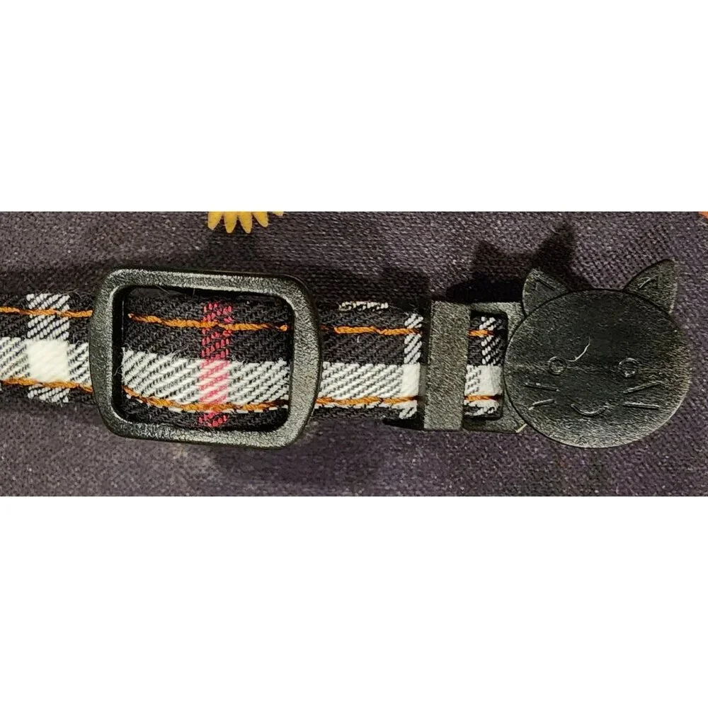 NEW Pipidog Adjustable Plaid Cat Collar With Bowtie Bell & Heart Charm
